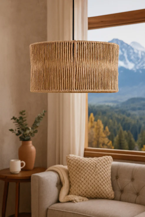 Allure Handcrafted Drum Raffia Pendant Light