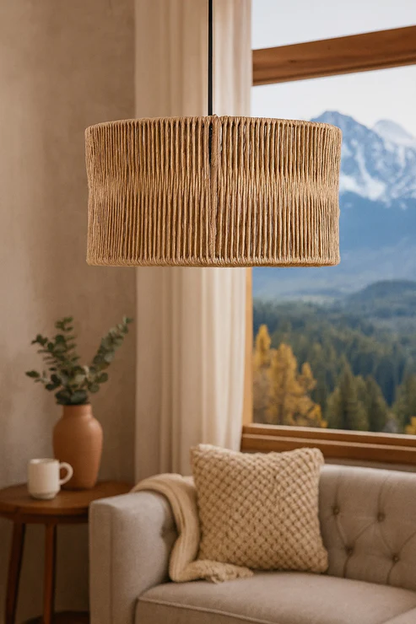 Allure Handcrafted Drum Raffia Pendant Light