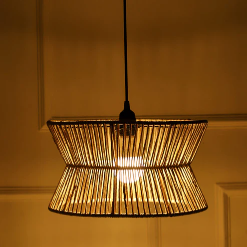 Amani Handcrafted Tapered Raffia Flush Mount Light
