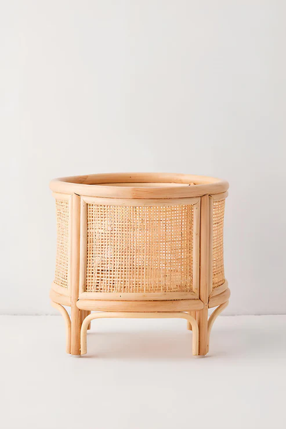 Anala Handcrafted Rattan Planter with Integrated Stand