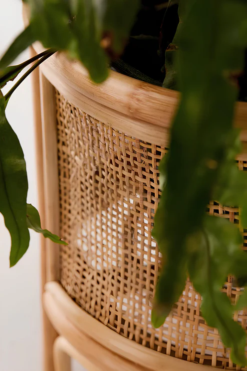 Anala Handcrafted Rattan Planter with Integrated Stand