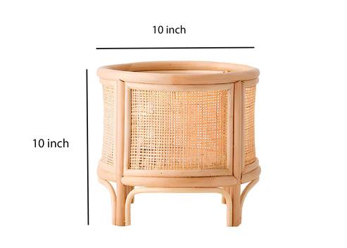 Anala Handcrafted Rattan Planter with Integrated Stand
