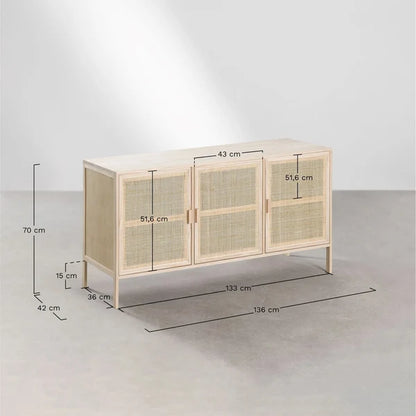 Arjita Rattan Wood Sideboard and Wooden Cabinet