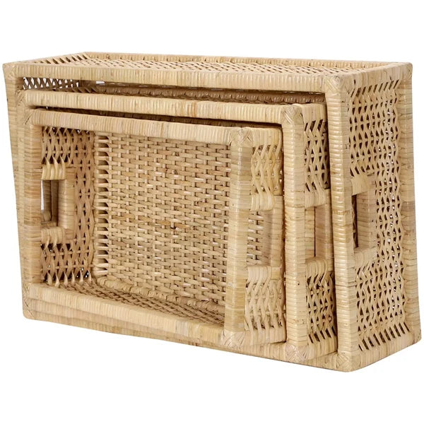Avery Handwoven Rattan Storage Basket Set of 3