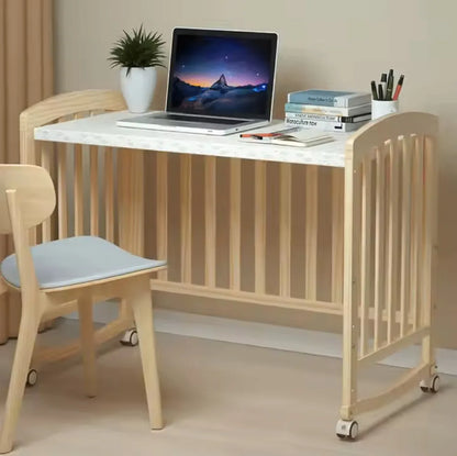 12-in-1 Convertible Wooden Baby Cot Crib with Mattress & Diaper Tray