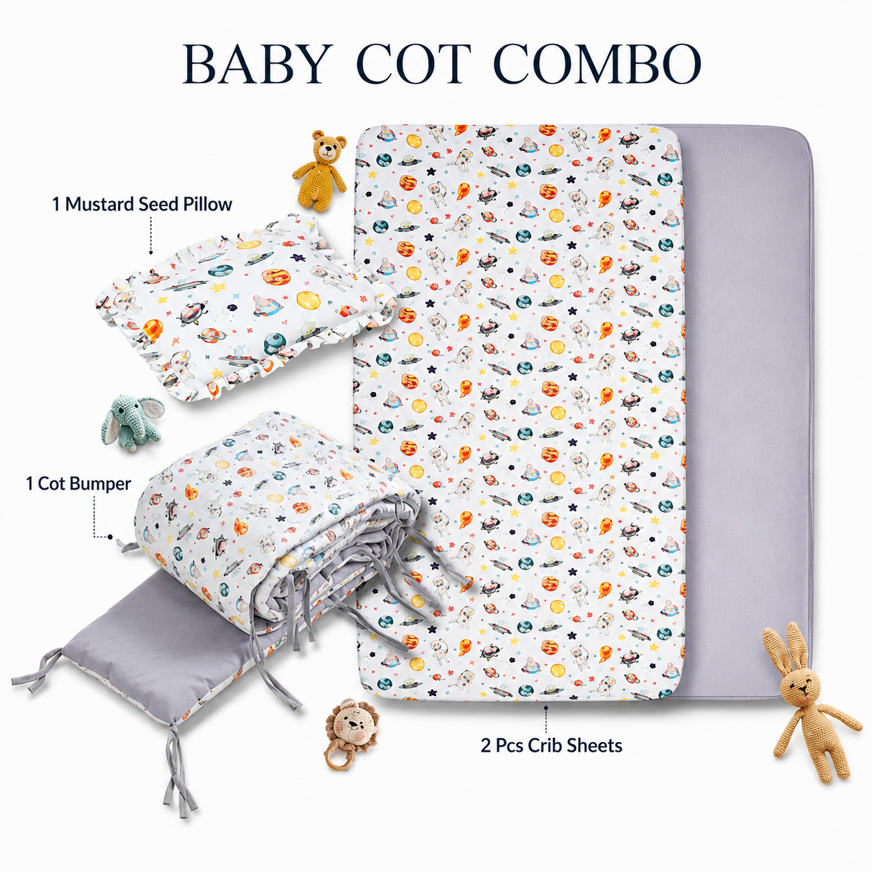 Sovana Premium 4-Piece Baby Cot Combo Pets of the Galaxy