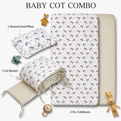 Sovana Premium 4-Piece Baby Cot Combo Rainbow