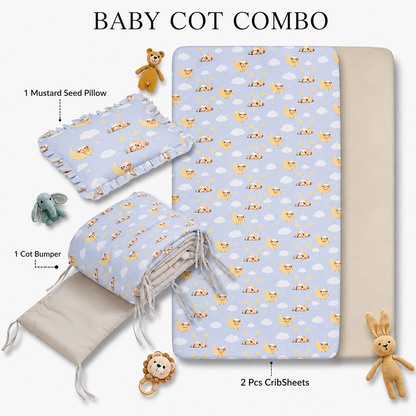 Sovana Premium 4-Piece Baby Cot Combo Sleepy Animal