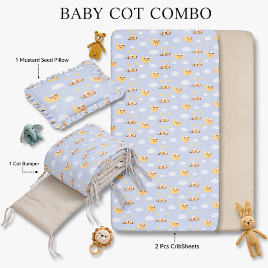 Sovana Premium 4-Piece Baby Cot Combo Sleepy Animal