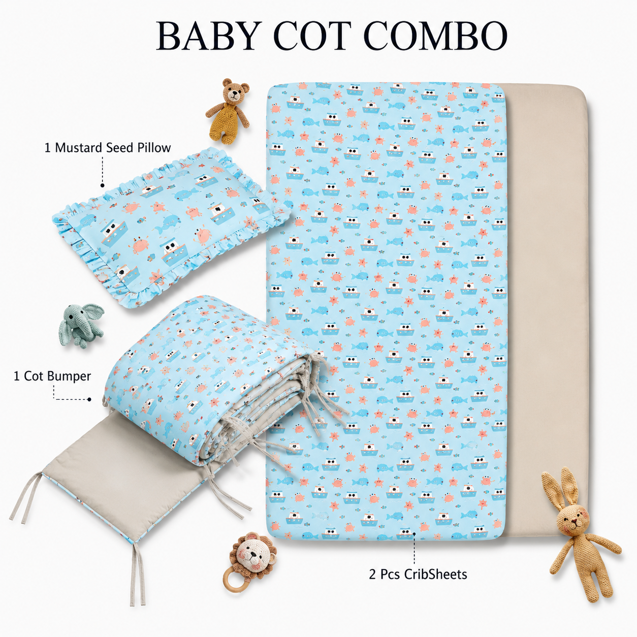 Sovana Premium 4-Piece Baby Cot Combo The Sailor