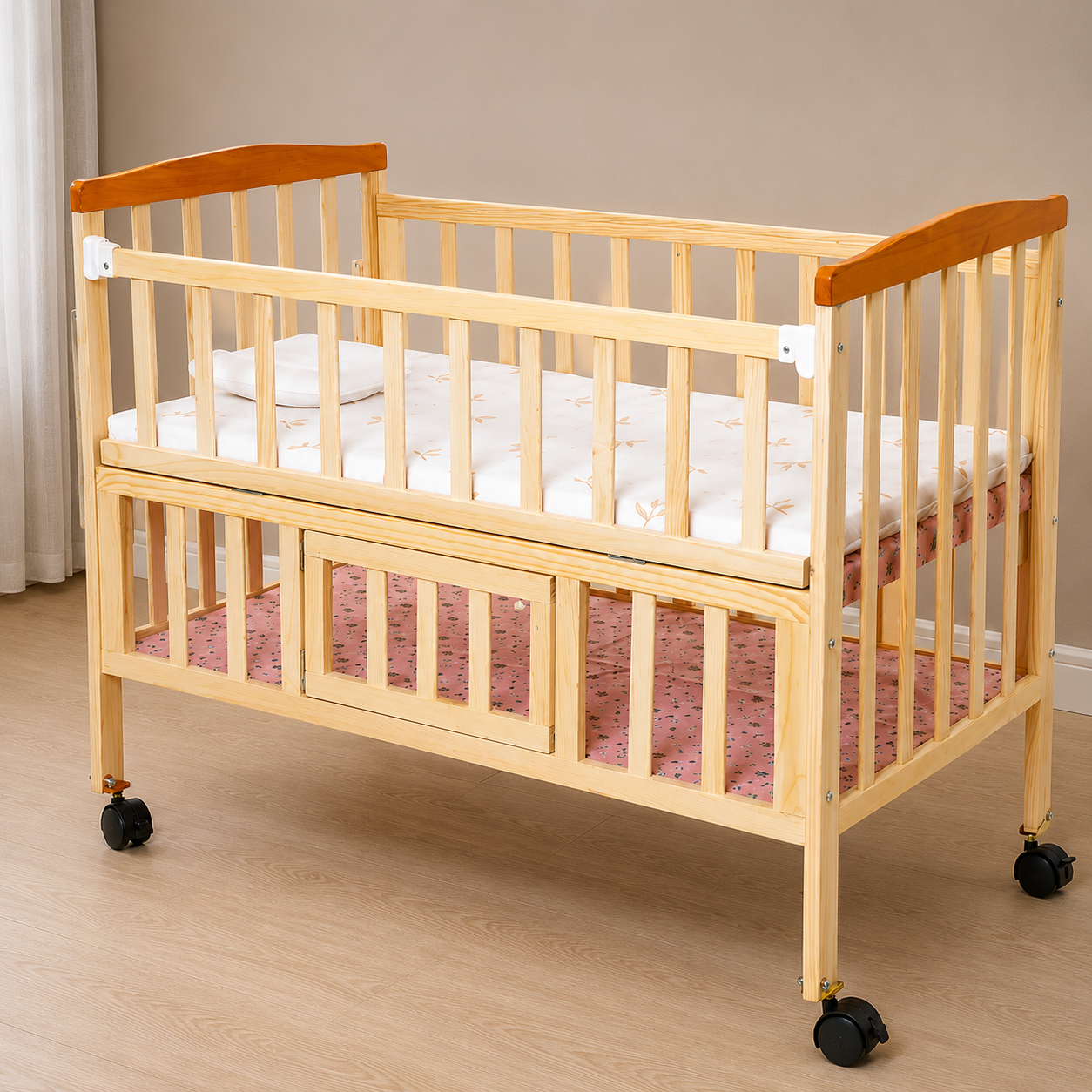 FurniFest Convertible Baby Cot Crib Toddler Bed Set