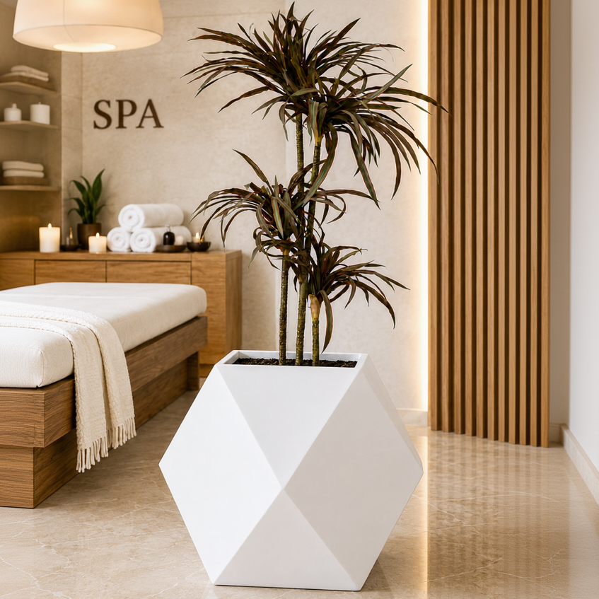 Big Diamond Fiberglass Planter White