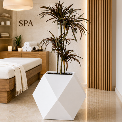 Big Diamond Fiberglass Planter White