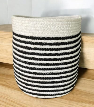 Black and White Cotton Basket – Round Storage