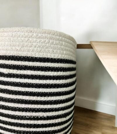 Black and White Cotton Basket – Round Storage