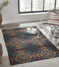 Printed Vintage Dhurrie Carpet Rug Runner Floor Mat for Living Room : 3.5 X 5.5 Ft