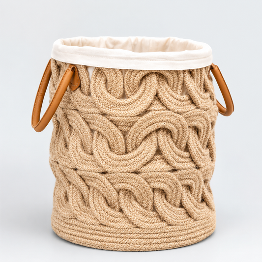 Handcrafted Jute Rope Braided Storage Basket