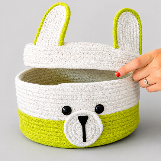 Hand-Woven Cotton Bunny Storage Basket