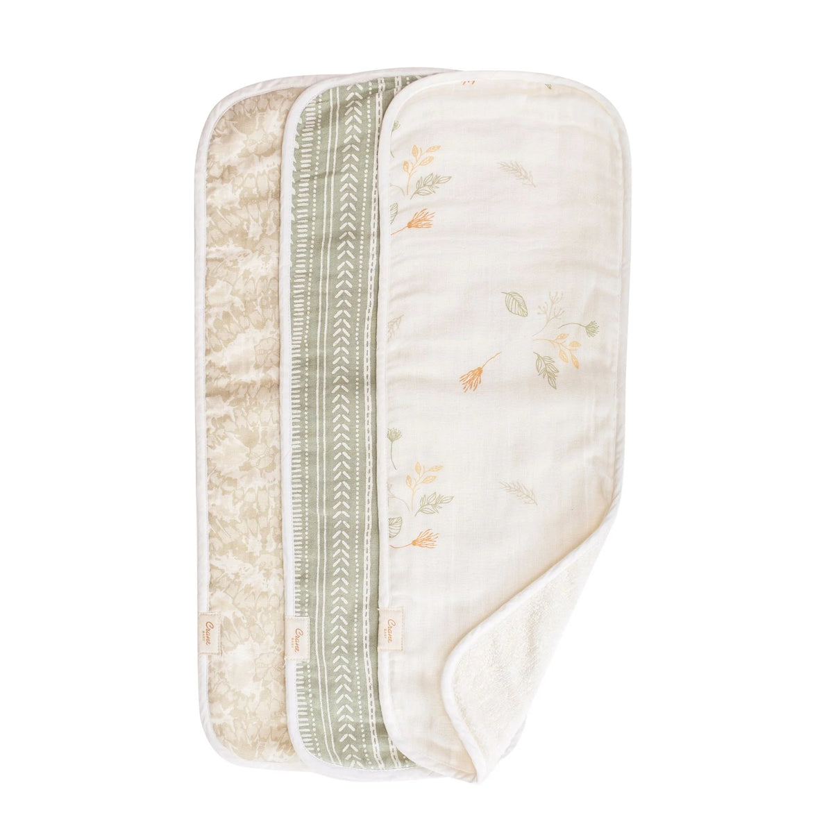 Crane Baby Burp Cloth Set - Willow Collection (Dainty Leaf)