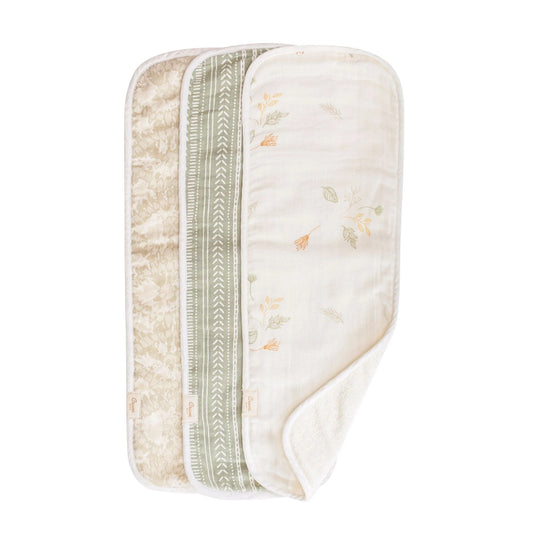 Crane Baby Burp Cloth Set - Willow Collection (Dainty Leaf)