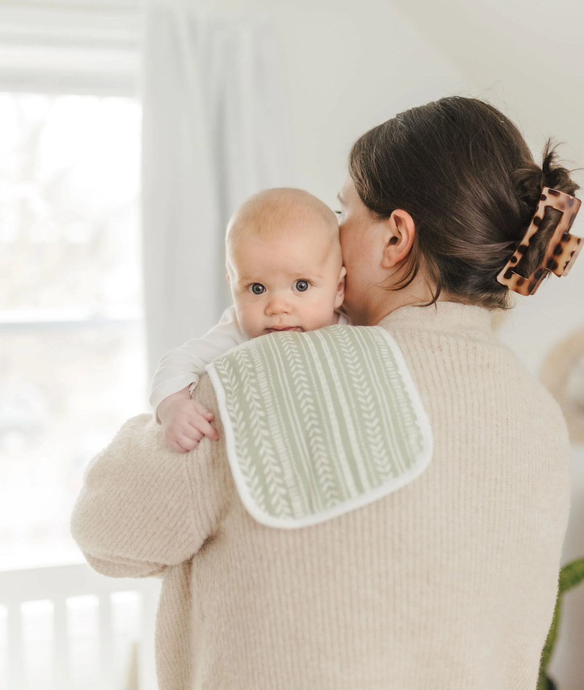 Crane Baby Burp Cloth Set - Willow Collection (Dainty Leaf)