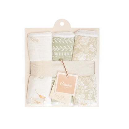 Crane Baby Burp Cloth Set - Willow Collection (Dainty Leaf)