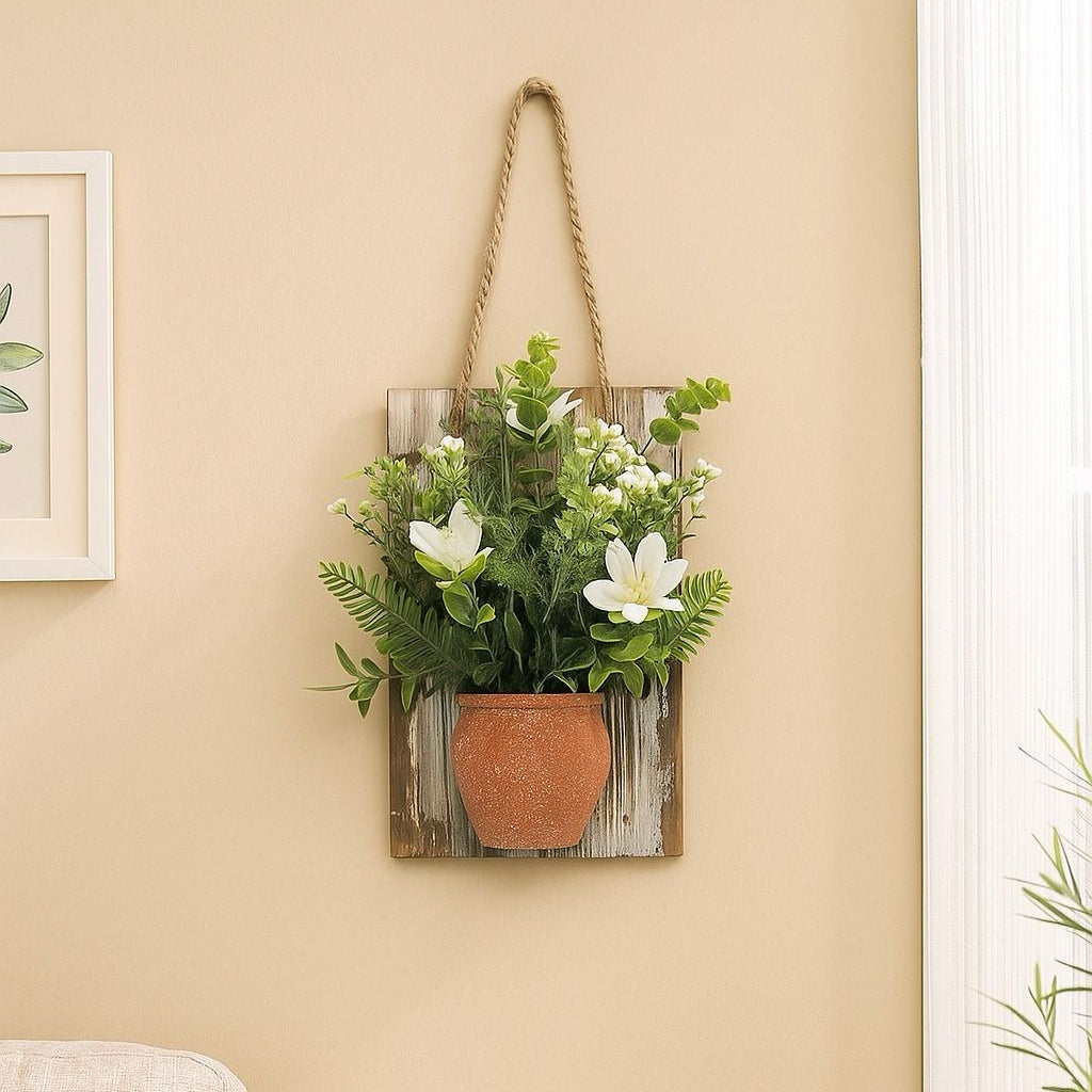 Plastic Hanging Bonsai on Wooden Plaque