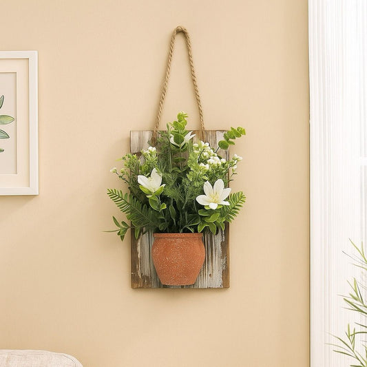Plastic Hanging Bonsai on Wooden Plaque