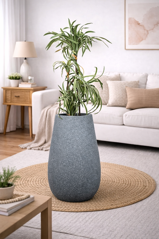 Omega-A Blue Grey Fiberglass Planter