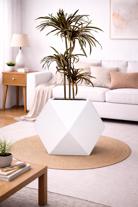 Big Diamond Fiberglass Planter White