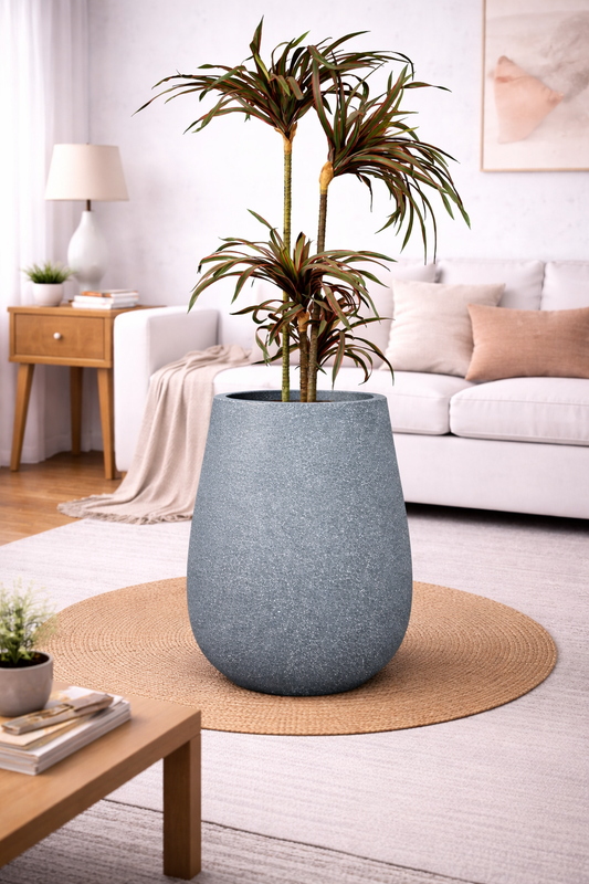 Omega B Blue Grey Fiberglass Planter