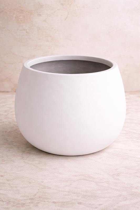 Olive White Fiberglass Planter