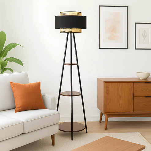 Chidi Handcrafted Mango Wood Floor Lamp