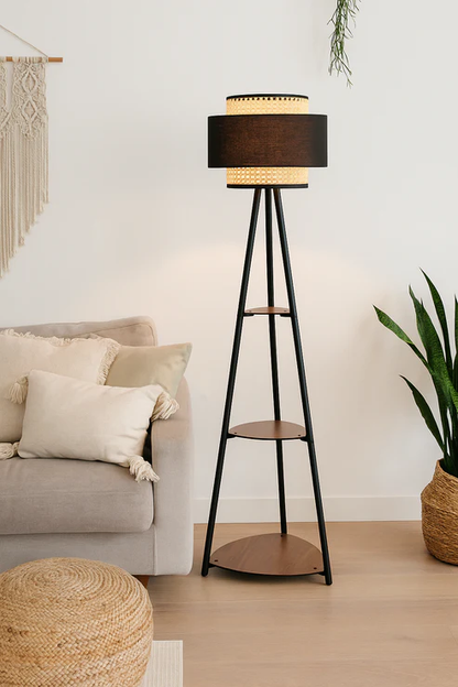 Chidi Handcrafted Mango Wood Floor Lamp