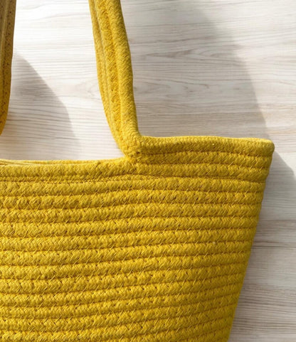Yellow Cotton Dori Bag with Handle-PEELI