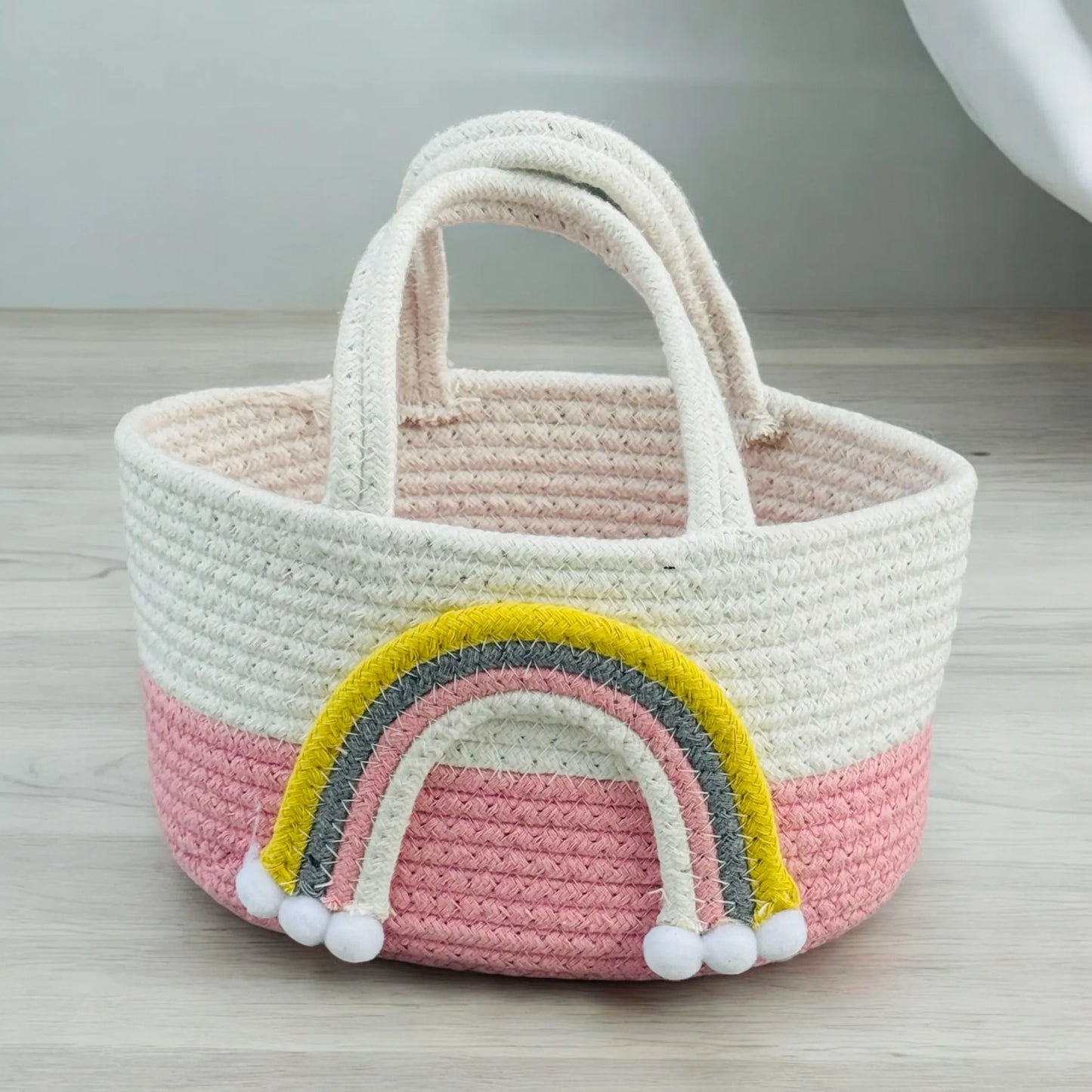 Cotton Rainbow Design Hand-Woven Basket