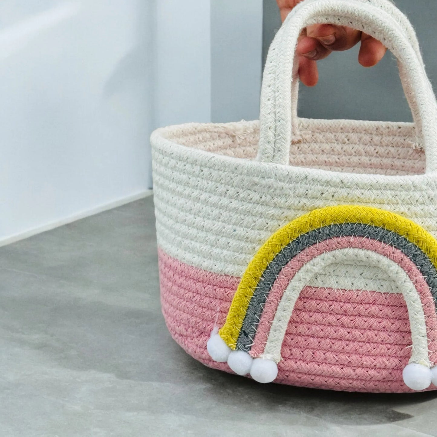 Cotton Rainbow Design Hand-Woven Basket