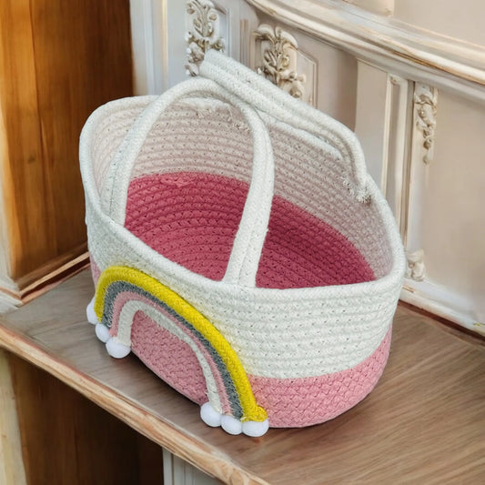 Cotton Rainbow Design Hand-Woven Basket