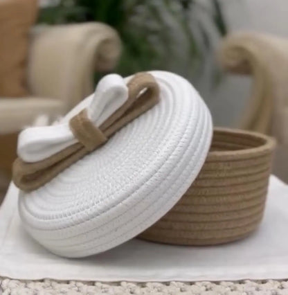Cotton Rope Storage Basket with Decorative Lid