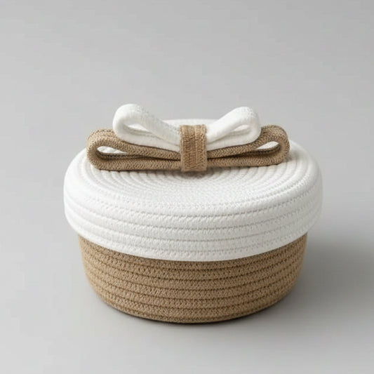 Cotton Rope Storage Basket with Decorative Lid