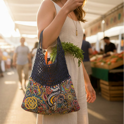 Madhubani Art Handcrafted Crochet Handbag