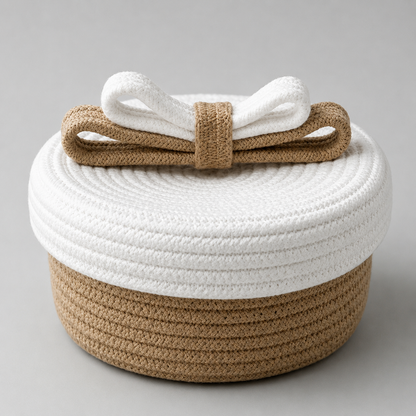 Cotton Rope Storage Basket with Decorative Lid