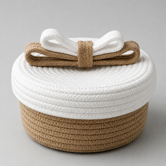 Cotton Rope Storage Basket with Decorative Lid