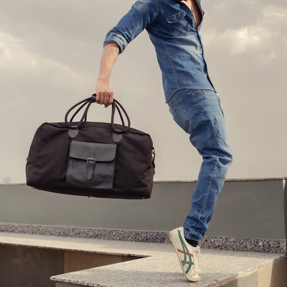 Cord Duffle Bag For Men & Women – Black