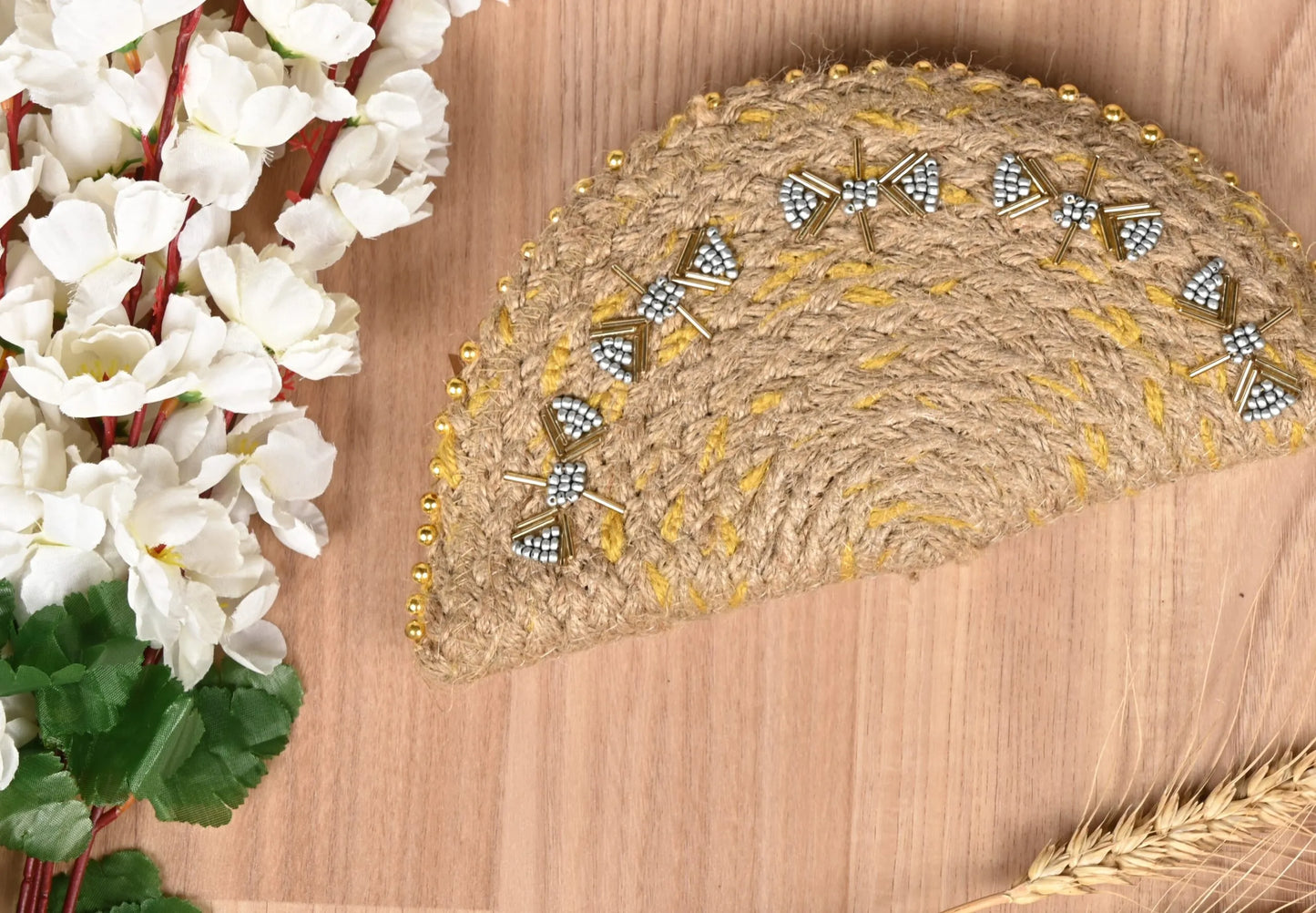 Handcrafted Half-Moon Jute Pouch
