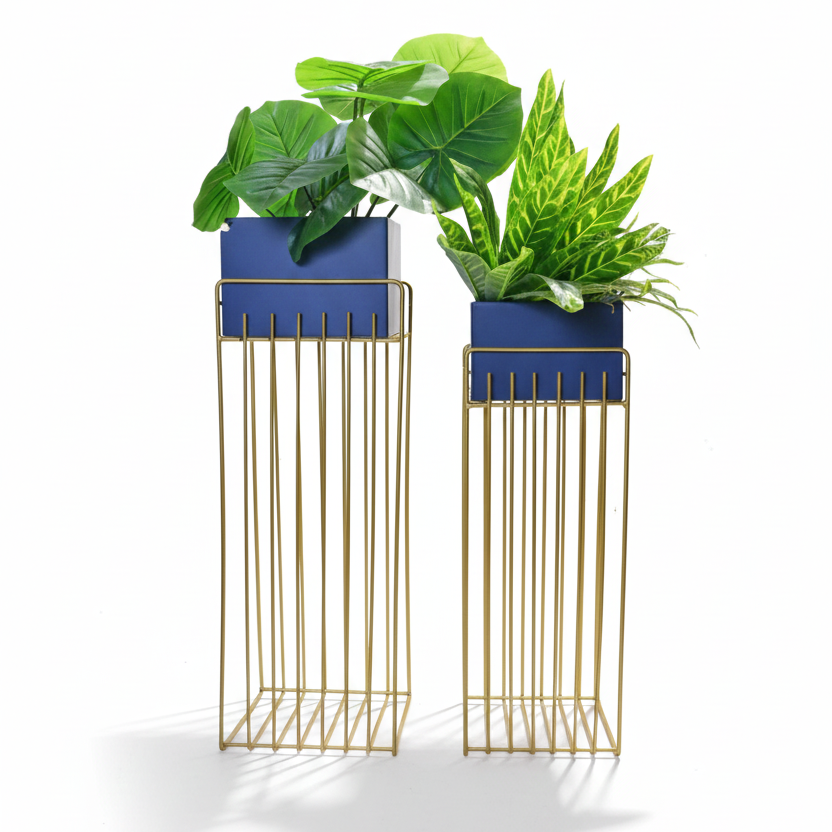 Modern Rectangular Banded Planter Set of 2 – Stylish Planters