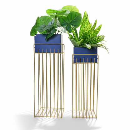 Modern Rectangular Banded Planter Set of 2 – Stylish Planters