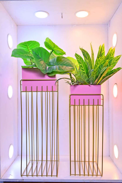 Modern Rectangular Banded Planter Set of 2 – Stylish Planters