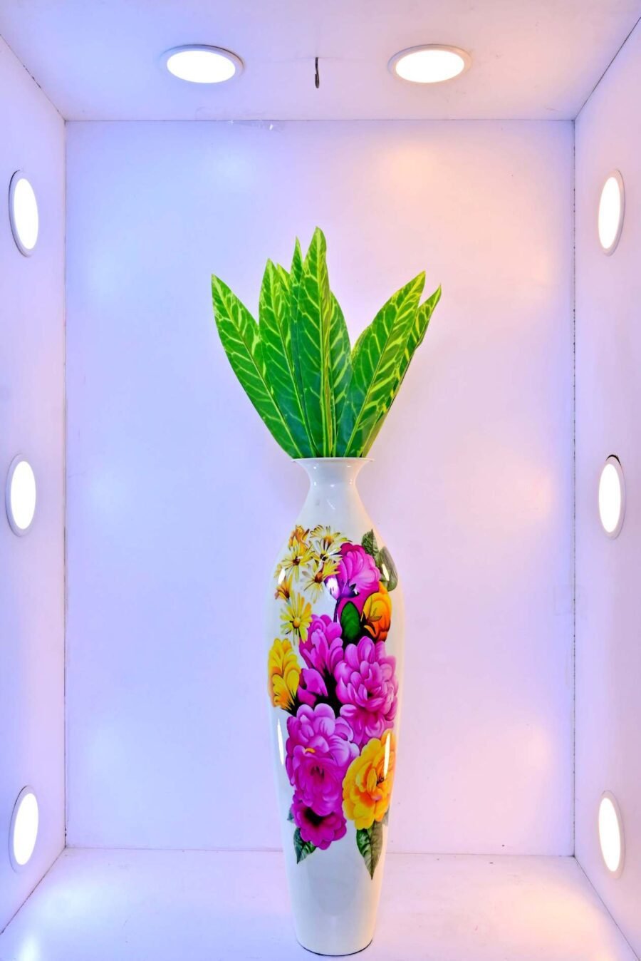 Glorious White Marble Ceramic Style Metal Vase – Decor for Home And Garden 7.87″ x 24.80″