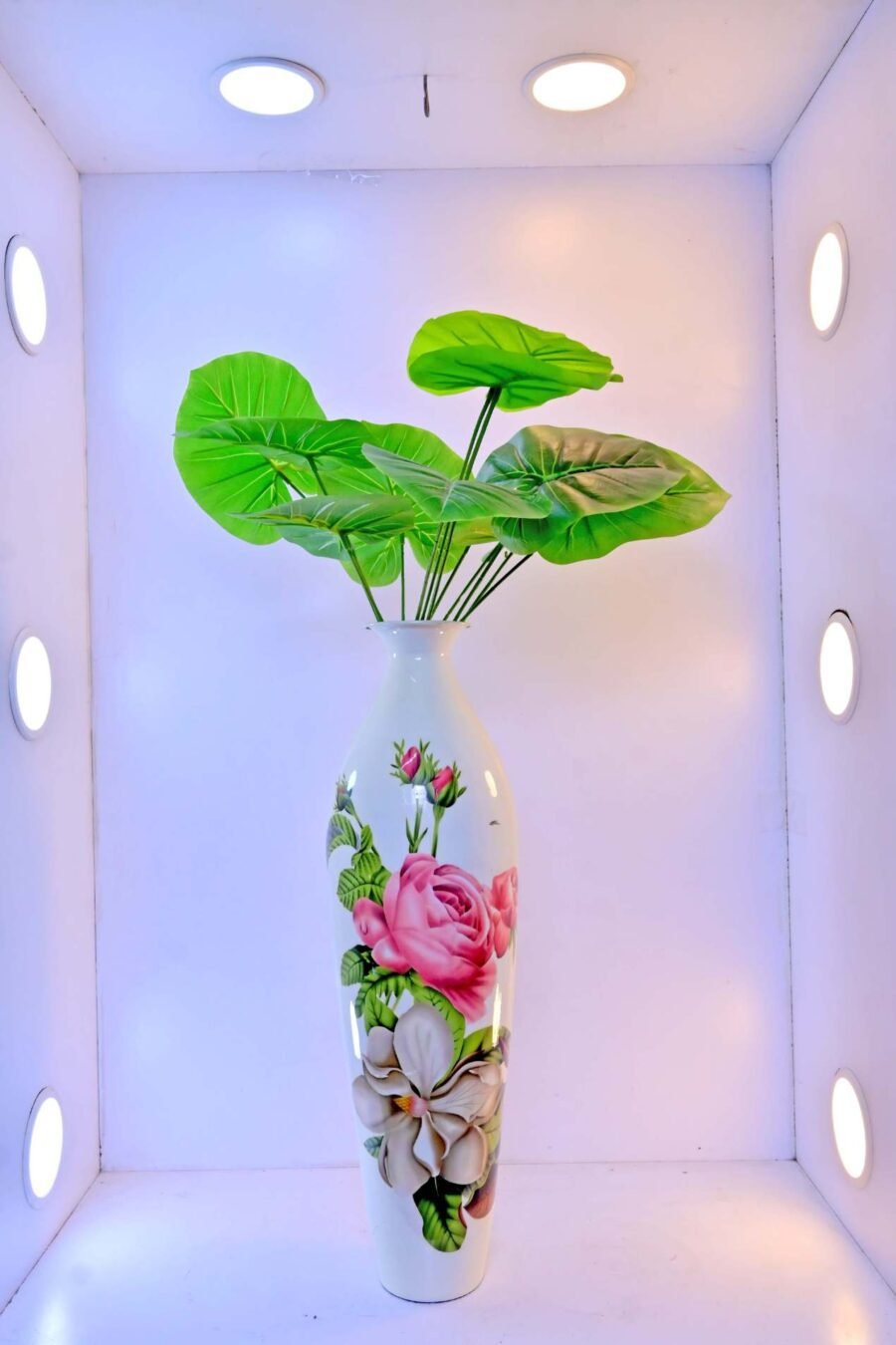 Glorious White Marble Ceramic Style Metal Vase – Decor for Home And Garden 7.87″ x 24.80″